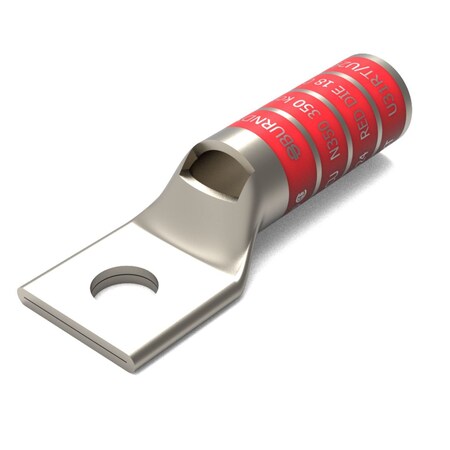 Burndy Copper Compression Lug, 1 Hole w/ Inspection Window, 350 kcmil, 1/2" S YAZ31TC12